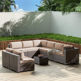 Gotland 9 Pieces Patio Furniture Set with 1 Coffee Table, Wicker Outdoor Sectional with 29.5'' High Backrest Thick Waterproof Cushions, Conversation Sets in 4 Combinations for Deck Pool Khaki Gotland