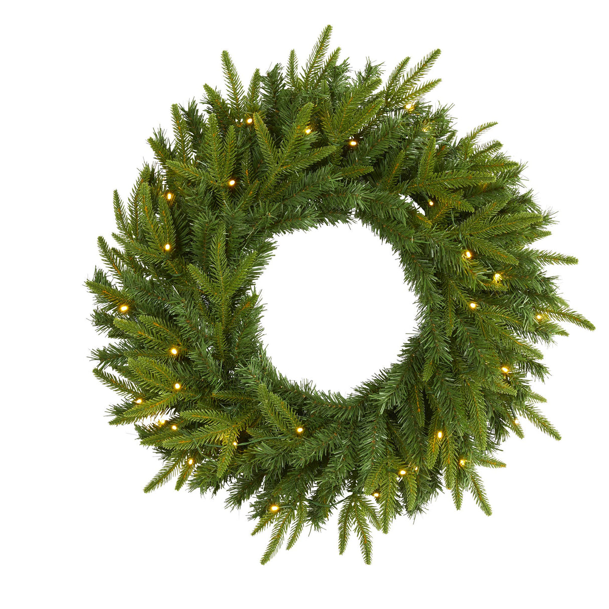 Nearly Natural 24in. Long Pine Artificial Christmas Wreath with 35 Clear LED Lights Nearly Natural