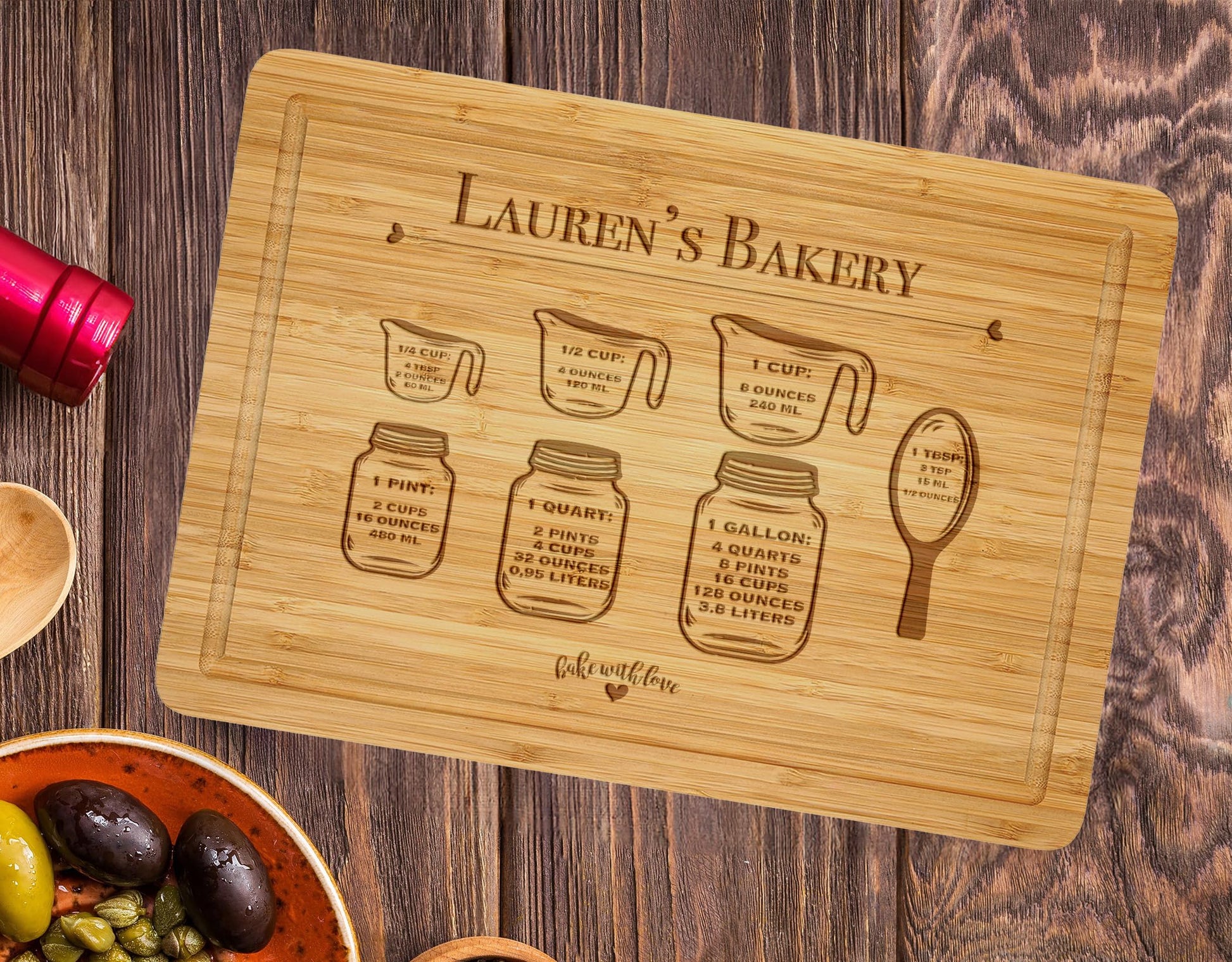 Kitchen Conversions Custom Cutting Board,Personalized Wooden Baboo Cutting Board, Cooking Gifts,Kitchen Gift for Chef, Baking Gifts for Mom - WoodArtSupply