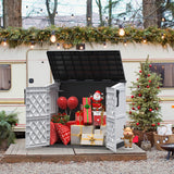 LHBGO Light Gray Outdoor Resin Storage Shed 36 Cu. Ft. Garden Horizontal Storage Extra Large Capacity Weather Resistant Storage Box, Lockable Resin Waterproof Shed for Garbage Cans, Garden Tools LHBGO