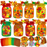 Winlyn 24 Sets Fall Craft Kits DIY Maple Leaf Pumpkin Mason Jar Ornaments Decorations Art Sets Autumn Foam Stickers Easy Thanksgiving Arts and Crafts for Kids Home Classroom Activities Party Favors Winlyn