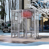 COZIWOW Upgraded Extra Large Cat Catio Equipped 4-Way Pet Door, Outdoor Wood Kitty Cage House with Insulation Condo, Patio Window Attach Cat Enclosure Playpen w/Weatherproof PVC Cover, Gray COZIWOW