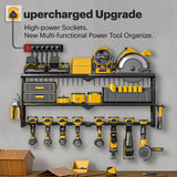 Spampur Power Tool Organizer Wall Mount with Charging Station, 8 Slots for Drill Organizer, Tool Battery Holder with 6 Outlet Power Strip, Drill Holder Heavy Duty Garage Organizers/Men's Gifts Spampur