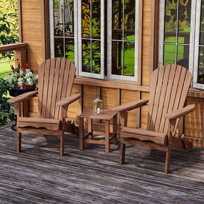 Solid Wood Adirondack Chairs Set of 2, Weather Resistant Lounge Patio Chair for Fire Pit, Garden, Lawn, Backyard, Deck, Campfire (Brown-Set of 2)