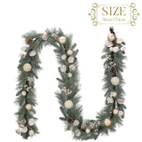 Valery Madelyn 9 feet Pre-Lit Christmas Garland with Lights for Mantle, Lighted Battery Operated Xmas Garland with White Gold Ball for Front Door Fireplace Table Centerpiece Outdoor Window Home Decor Valery Madelyn