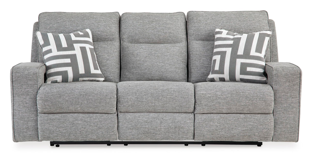 Signature Design by Ashley Biscoe Casual UV Resistant Power Reclining Sofa with Adjustable Headrest and USB Ports, Light Gray Signature Design by Ashley