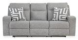 Signature Design by Ashley Biscoe Casual UV Resistant Power Reclining Sofa with Adjustable Headrest and USB Ports, Light Gray Signature Design by Ashley
