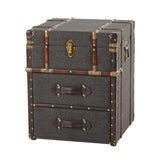Aoikax Vintage Storage Chest with Buckle Hinged Top, Linen Accent End Side Table for Living Room, Office, Bedroom, Rectangle, Grey Aoikax
