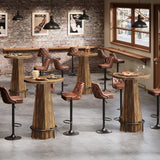 Tribesigns Bar Table, 37.4" High Round Pub Table for Small Bars, Dining Room, Kitchen, Rustic Brown (Only Table) Tribesigns
