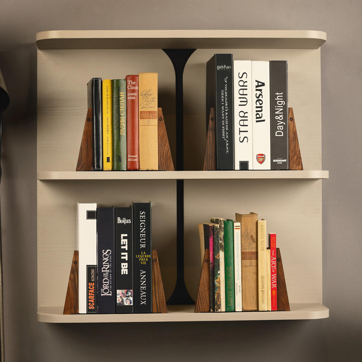 TILISMA Walnut Bookends for Shelves | Wood Book Ends for Heavy Books | Handmade Wooden Bookend for Shelf | Decorative Book End Heavy Duty | Modern Book Separator Stopper | Gifts for Readers (4 Pair) TILISMA