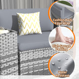 Amopatio Outdoor Patio Sectional Furniture Sets, 11 Pcs Curved Patio Couch with Storage Armrest Table and 4 Pillows, Half-Moon Outdoor Sofa Fit Porch Poolside Garden (Included Waterproof Cover) Amopatio