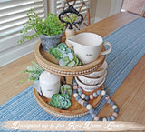 2 Tiered Tray Wooden Serving Stand by Felt Creative Home Goods. Small Beaded Tray for Home Decor Display Farmhouse Country Decoration Kitchen or Dining. Includes 3 Finial Custom Handles (Brown) Felt Creative Home Goods