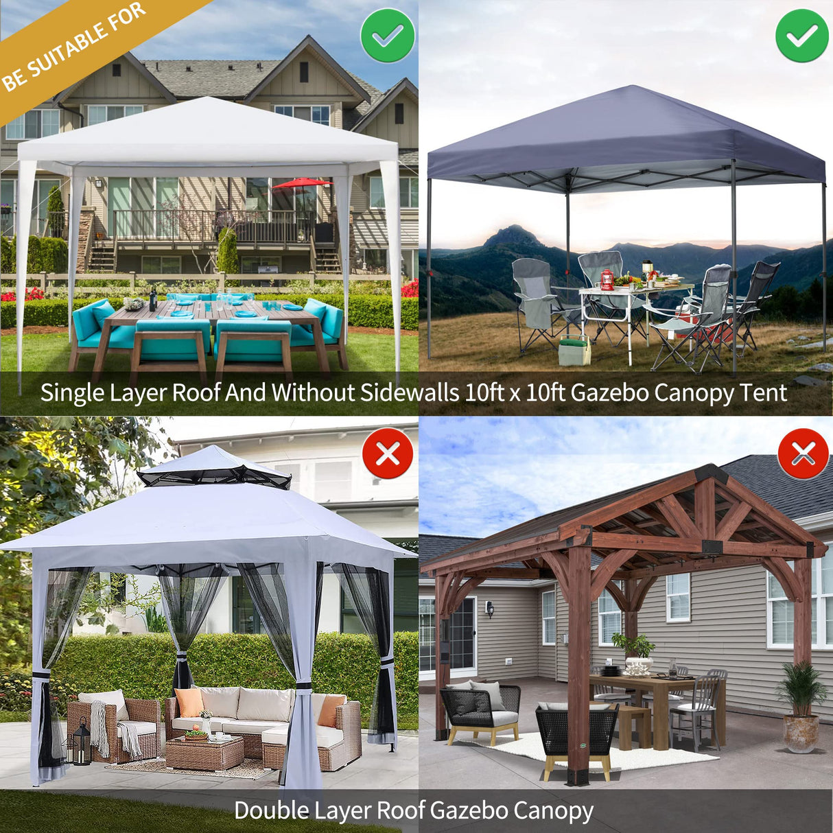 WenHaus 10'x10' Mosquito Netting for Patio with Zipper, Outdoor Replacement Mesh Sidewall Netting for Porch/Patio/Canopy/Gazebo (Mosquito Netting Only, Black) WenHaus