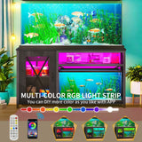 YITAHOME Fish Tank Stand with Power Outlets & LED Light, 55-75 Gallon Metal Aquarium Stand with Cabinet for Fish Tank Accessories Storage for Turtle Tank, Reptile Terrarium, 860LBS Capacity, Black YITAHOME