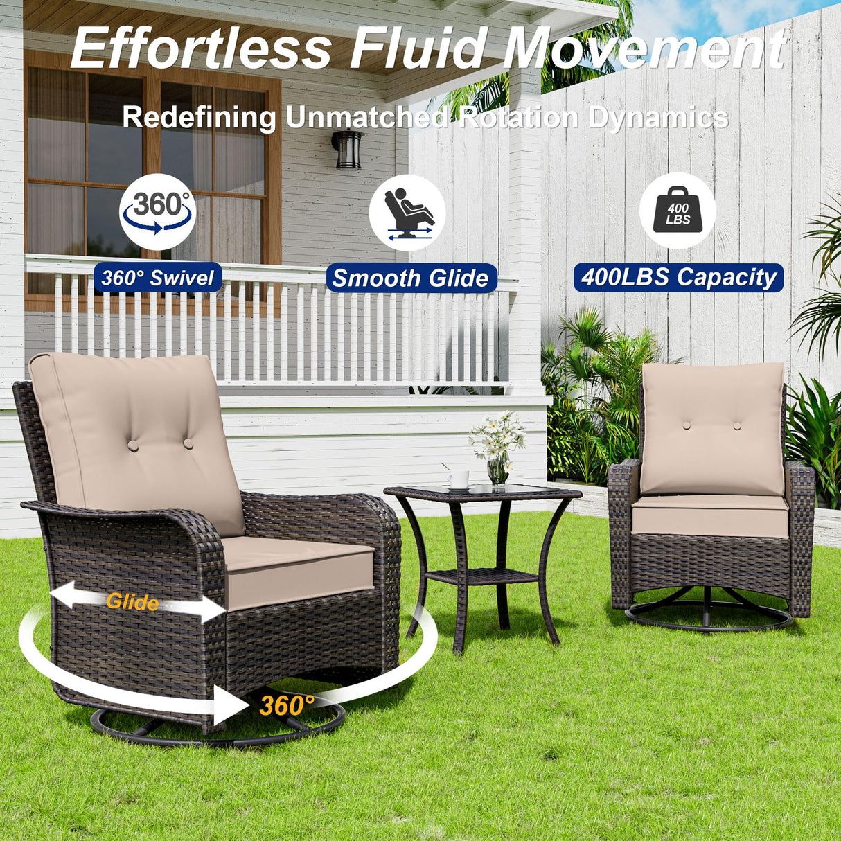 ASJMR 10 Pieces Patio Furniture Set with 2 Swivel Chairs Patio Furniture Outdoor Sectional Sofas with 55000 Gas Fire Pit Patio Conversation Set w/7 Cushions-Brown ASJMR