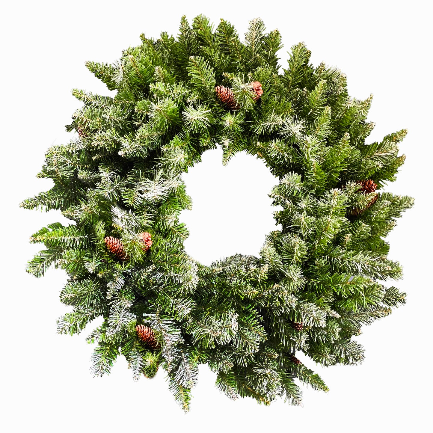 Fraser Hill Farm 36" Frosted Pine Wreath Door Hanging with Pinecones, No Lights, FFWRA036-0SN, Snow