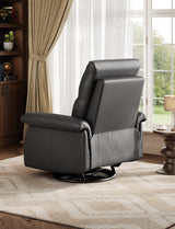 IDEALHOUSE Manual Recliner Chair, 360° Swivel Rocker Glider Recliner with Padded Armrests, Modern PU Leather Upholstered Reclining Chair for Living Room Bedroom and Nursery (Black) IDEALHOUSE