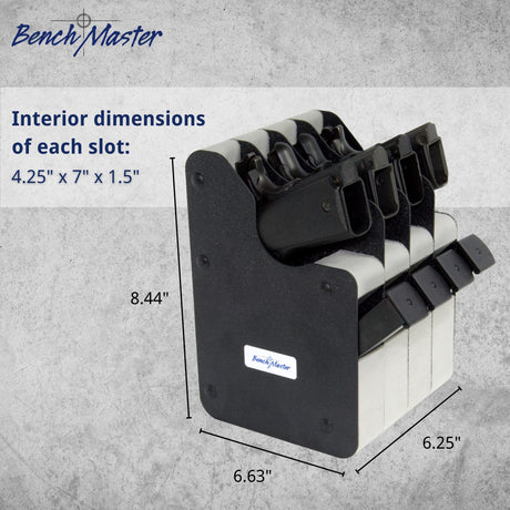 BenchMaster Vertical Pistol Rack, Handgun Safe Storage, Holds 2 to 12 Pistols, Secure Gun Holder Organizer, Kydex and High-Density Foam, No Metal, Lightweight, Sturdy, No Flex, Made in USA BenchMaster