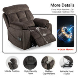 JIKFRIMA 4 OKIN Motor Power Lift Recliner Chair for Elderly Adults Extra Large Lay Flat Recliners with Massage Heat, Adjustable Head-Back-Lumbar-Leg-Support, Extended Footrest, 2 Cup Holders JIKFRIMA