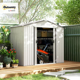Outsunny 7' x 4' Outdoor Storage Shed, Garden Tool Metal Shed with Foundation Kit, Double Lockable Door, Air Vents and Sloping Roof, for Backyard, Patio, Lawn, White Outsunny