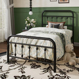 SHA CERLIN Twin Size Metal Platform Bed Frame with Victorian Style Iron-Art Headboard and Footboard, Easy Assembly, Under Bed Storage, No Box Spring Required, Black SHA CERLIN