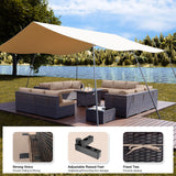 Kullavik 15 Pieces Outdoor Patio Furniture Set with 43" 55000BTU Gas Propane Fire Pit Table PE Wicker Rattan Sectional Sofa Patio Conversation Sets,Khaki Kullavik