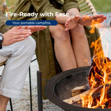 SereneLife 26" Outdoor Fire Pit with BBQ Grill, Mesh Screen, and Wood Storage – Heavy-Duty Steel Frame, Heat-Resistant – Ideal for Bonfires, Camping, and Outdoor Cooking SereneLife