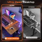 Huuger 55 x 28 Large Electric Standing Desk, Height Adjustable Computer Desk, 27.6" Deep Desktop, Stand up Gaming Office Desk with 2 Hooks, 3 Preset Heights, for Home Office, Rustic Brown Huuger