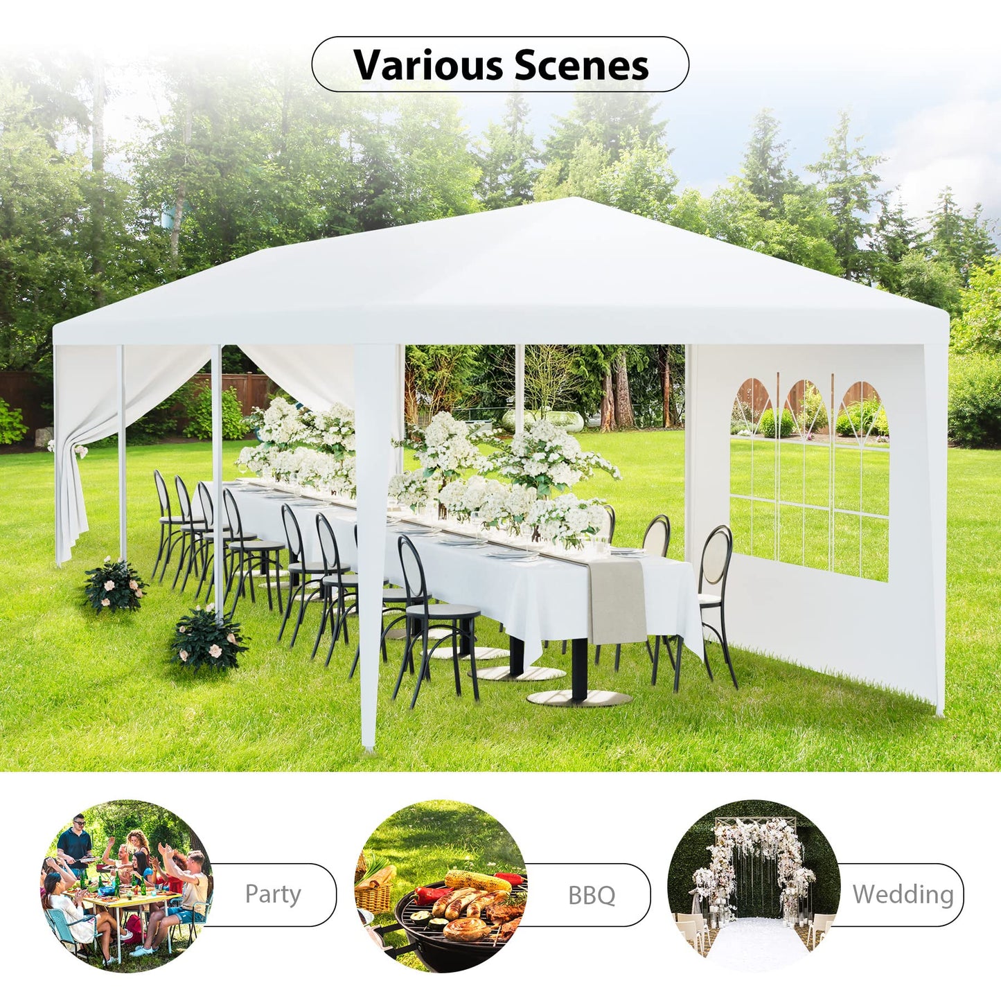 HomGarden 10'x30' Outdoor Canopy Tent Patio Camping Gazebo Shelter Pavilion Cater Party Wedding BBQ Events Tent w/Removable Sidewalls - WoodArtSupply