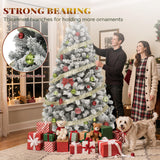 YITAHOME Snow Flocked Artificial Full Christmas Tree, Christmas Pine Tree with 880 Branch Tips, and Foldable Base for Home, Party Decoration(6ft) YITAHOME