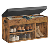 VASAGLE CUSTOS Collection - Storage Bench with Cushion, Shoe Bench, Padded Seat, Hidden Storage, Entryway, Hold up to 300 lb, 11.8 x 31.5 x 17.3 Inches, Rustic Brown and Ink Black ULHS30BX VASAGLE