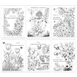 Set of 2 - Adult Coloring Book Seasonal Blossoms & Mandalas with Exquisite Patterns, Ideal Art for Women & Teens, Markers Recommended, Thick Paper, Spiral Bound, Anxiety and Depression, VKYE