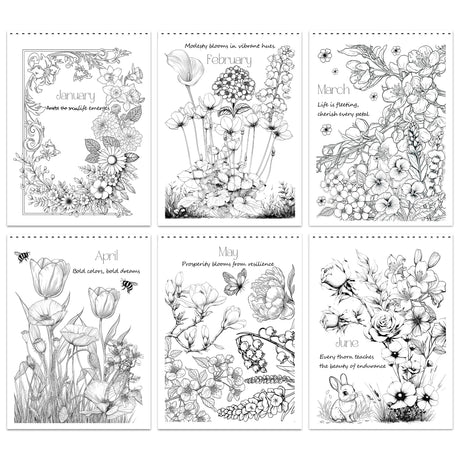 Set of 2 - Adult Coloring Book Seasonal Blossoms & Mandalas with Exquisite Patterns, Ideal Art for Women & Teens, Markers Recommended, Thick Paper, Spiral Bound, Anxiety and Depression, VKYE VKYE