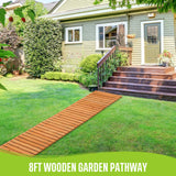 Tatuo 8 FT Wooden Garden Pathway Roll Out Straight Walkway Outdoor Path Wood Flooring Boardwalk Pavers for Garden Backyard Patio Beach Outdoor Wedding Party, 8' L x 17" W(1 Pack) Tatuo