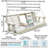 Porchgate Amish Heavy Duty Console Porch Swing with Fold Down Cup Holders in Unfinished - Amish Made in The USA from Treated Pine, Hanging Chains Included Porchgate
