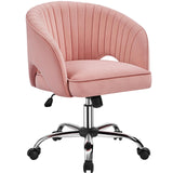 Yaheetech Pink Desk Chair Vanity Chair with Back Home Office Chair Cute Desk Chair Modern Swivel Rolling Chair Computer Chair for Study, Vanity, Bedroom Yaheetech