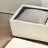 HOMCOM 44 Inches Storage Ottoman Bench, Foot Rest with Removable Lid, Legs, End of Bed Bench, Corduroy Storage Chest, Padded Seat, for Living Room, Bedroom, Entryway, Beige HOMCOM