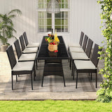 Tangkula 10 Pieces Wicker Patio Dining Set, Outdoor Rattan Table & Chairs Set with Padded Cushions, Patio Furniture Dining Glass Table Set for Balcony Patio Garden Poolside Tangkula