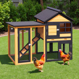 XiliqingEco Chicken Coops Outdoor Wooden Double-Decker Chickens with Deep Push-Pull Trays, Non-Slip Slopes, Waterproof Asphalt Roof Suitable for a Variety of Animals (Yellow Black) XiliqingEco