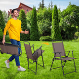 Shintenchi 6 Piece Patio Dining Set with Umbrella, Outdoor Furniture Set with 4 Folding Chairs and Tempered Glass Top Dining Table fot Lawn Backyard Garden Porch Brown and Beige Shintenchi