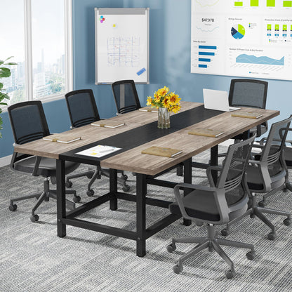 LITTLE TREE 39-Ince Square Small Conference Room Table for 4 People,Wood Computer Desk for Home Office, Small Space (Chair not Included) - WoodArtSupply