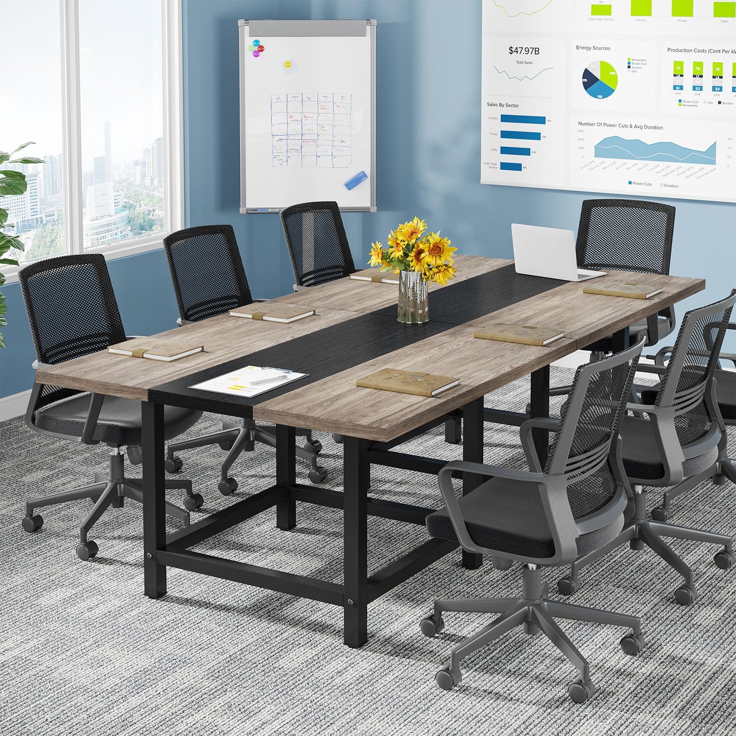 Tribesigns Small Conference Room Table for 4 People, Rustic Square 39.4L X 39.4W X 29.52H Inches Wood Computer Desk for Home Office, Conference Room,Small Space (Chair not Included) - WoodArtSupply