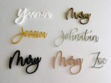 Personalized Wedding Acrylic Place Cards Wooden Laser Cut Names Custom Place Name Settings Guest Names Escort Cards Calligraphy Names Modern New Font Customized Name Plaque Business Card Holders FranJohnsonHouse