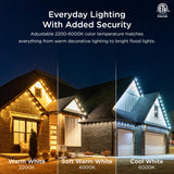 Enbrighten Vibe Eternity Permanent Outdoor Lights for House, 100ft, 72 RGBWIC LEDs, Close Spacing, 33lm, Color Changing, Christmas, Eave Lighting, Smart App, Works with Alexa, Google Home, 81103 Enbrighten