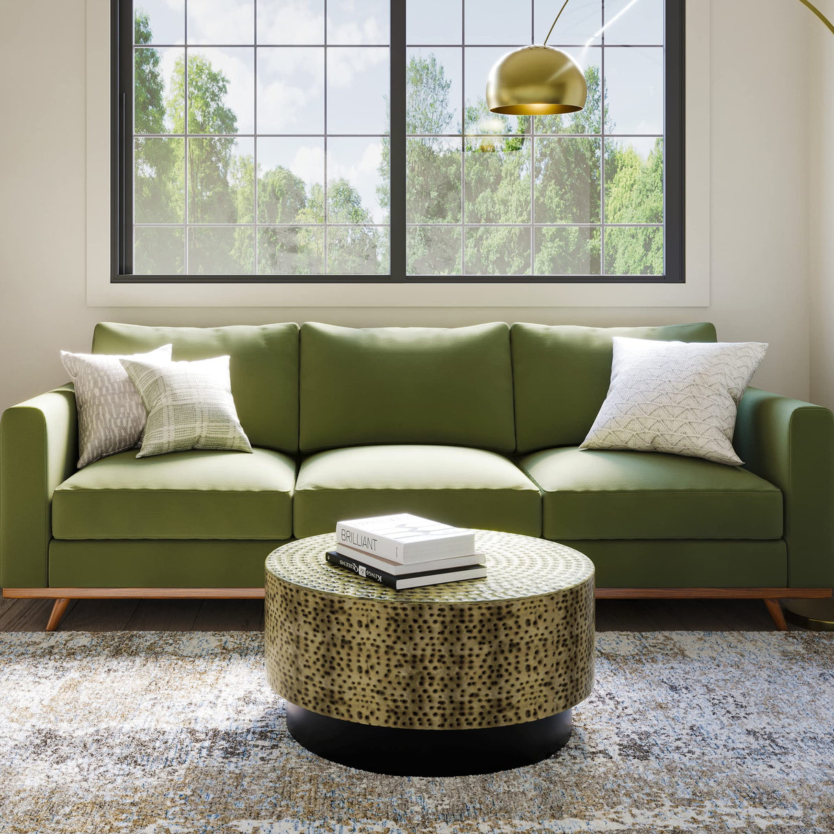 SIMPLIHOME Montrose Modern Industrial 30 Inch Wide Metal Coffee Table in Antique Gold/Black, Fully Assembled, for The Living Room and Family Room SIMPLIHOME