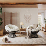 Yaheetech Indoor Papasan Chairs with Thick Tufted Cushions and Frame, Swivel Wicker Ergonomic Lounge Reading Chairs for Living Room/Bedroom, Beige Yaheetech