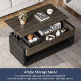 BELLEZE Coffee Table, Lift Top Coffee Table with Hidden Compartment and Open Storage Shelf, Central Table for Living Room, Home Office - Brown BELLEZE