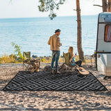 GENIMO Outdoor Rug for Patio Clearance,5'x8' Waterproof Mat,Reversible Plastic Camping Rugs,Rv,Porch,Deck,Camper,Balcony,Backyard,Black & Gray GENIMO