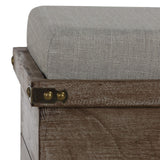 Cortesi Home Scusset Storage Chest Tray Ottoman in Fabric and Wood, Grey, 15.75"W x 15.75"L x 15.5"H Cortesi Home