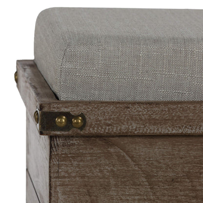 Cortesi Home Scusset Storage Chest Tray Ottoman in Fabric and Wood, Grey, 15.75"W x 15.75"L x 15.5"H